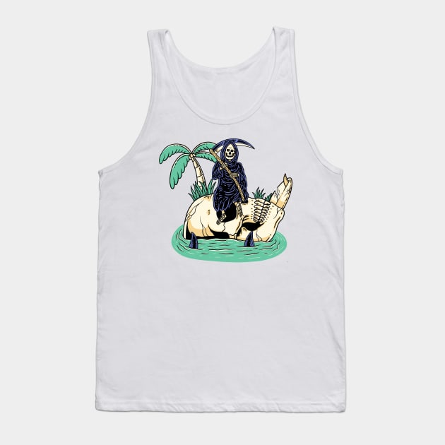 Skull Head Island Tank Top by schopixai